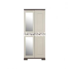 Plastic Wardrobe 2 Door + Mirror - Olymplast OMC ST 2 / Cream / Brown